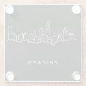 Dessous-de-verre En Verre Horizon de Chicago (Dos)