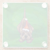 Dessous-de-verre En Verre Hound Chien Noël sur Green (Dos)