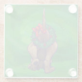 Dessous-de-verre En Verre Hound Chien Noël sur Green (Dos)