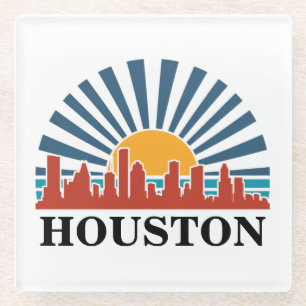 Dessous-de-verre En Verre Houston Texas Vintage Sunset Retro Travel