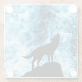 Dessous-de-verre En Verre Howling Wolf Hiver neige bleue fumée Abstraite (Dos)