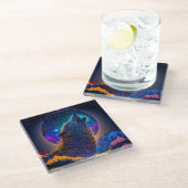 Dessous-de-verre En Verre Howling Wolf Surreal Imaginaire (Incliné)