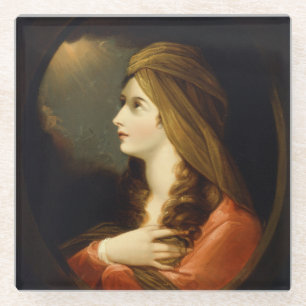 Dessous-de-verre En Verre Humeur Dame de Lumière Céleste Turban Rouge Art