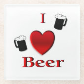 Dessous-de-verre En Verre I Heart Beer Design (Devant)