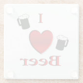 Dessous-de-verre En Verre I Heart Beer Design (Dos)