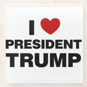 Dessous-de-verre En Verre I Love Président Trump Heart