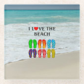 Dessous-de-verre En Verre I Love the Beach,  (Devant)