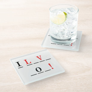 Dessous-de-verre En Verre I Love You-Hangman Style par Shirley Taylor