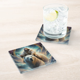 Dessous-de-verre En Verre (IA générée) Jésus sur un ours polaire