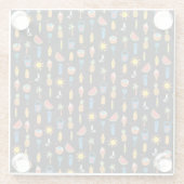 Dessous-de-verre En Verre Icônes d'été Black Seamless Arrière - plan (Dos)