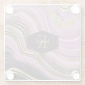 Dessous-de-verre En Verre ID majuscule d'agent Abstrait Monogramme827 (Dos)