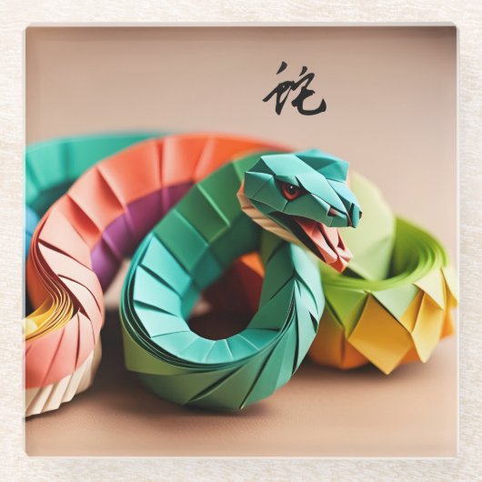 Dessous-de-verre En Verre Idéogramme de serpent chinois Zodiac Anniversaire (Devant)