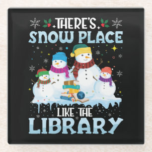 Dessous-de-verre En Verre Il y a un endroit de neige comme la bibliothèque N