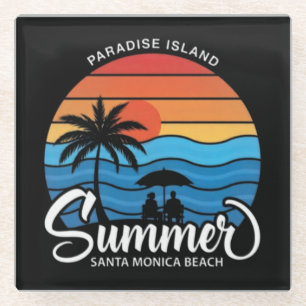 Dessous-de-verre En Verre Île Paradis Plage Santa Monica-35307