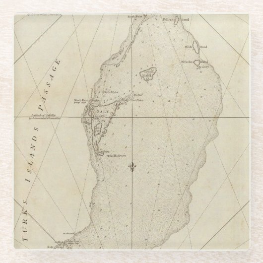 Dessous-de-verre En Verre Îles de Turcs (Devant)