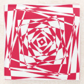 Dessous-de-verre En Verre Illusion abstraite rouge blanc (Devant)