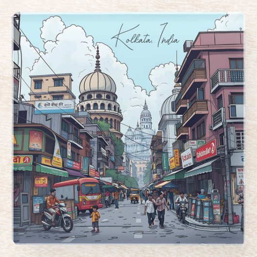 Dessous-de-verre En Verre Illustration Ai de Calcutta, Inde (Devant)