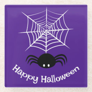 Dessous-de-verre En Verre Illustration d'araignée d'Halloween effrayante