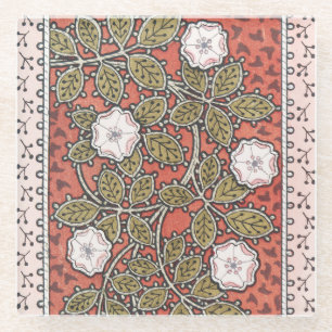 Dessous-de-verre En Verre Illustration d'art de rose sauvage Fleur Vintage