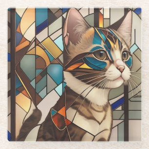 Dessous-de-verre En Verre Illustration de chat en verre tendu