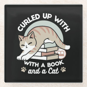 Dessous-de-verre En Verre Illustration de chat Lover - Curled Up & Cosy