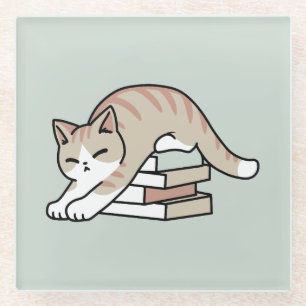 Dessous-de-verre En Verre Illustration de chat Lover - Curled Up & Cosy