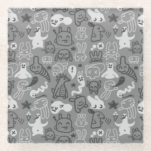 Dessous-de-verre En Verre illustration de motif de griffonnages (Devant)