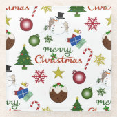 Dessous-de-verre En Verre Illustration de Noël Mix Lg Motif (Devant)