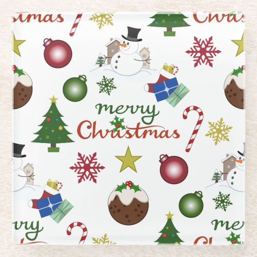 Dessous-de-verre En Verre Illustration de Noël Mix Lg Motif (Devant)