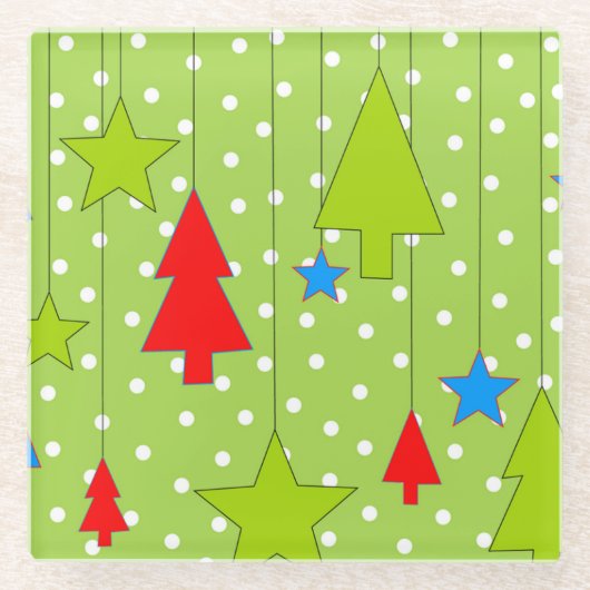 Dessous-de-verre En Verre Illustration de Noël vert (Devant)