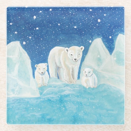 Dessous-de-verre En Verre Illustration des ours polaires (Devant)