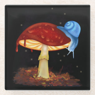 Dessous-de-verre En Verre Illustration du champignon rouge de l'escargot ble