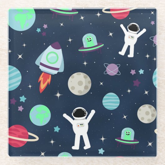 Dessous-de-verre En Verre Illustration du Motif spatial (Devant)