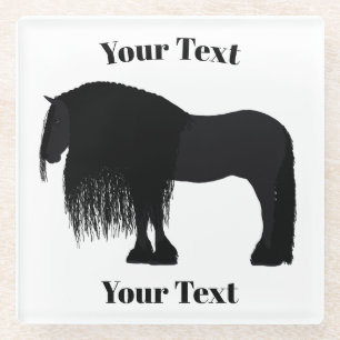 Dessous-de-verre En Verre Illustration moderne du cheval friésien