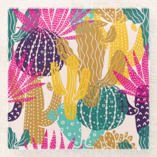 Dessous-de-verre En Verre Illustration Vintage Cactus sans joint.