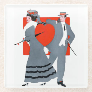Dessous-de-verre En Verre Illustration vintage d'un couple édouardien pour l