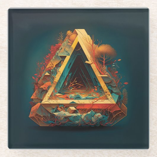 Dessous-de-verre En Verre Imaginaires Abstraits Monde d'objets impossible (Devant)