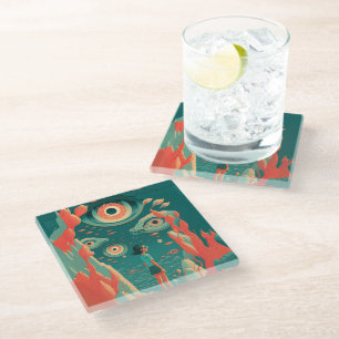 Dessous-de-verre En Verre Imaginaires Abstraits Monde d'objets impossible