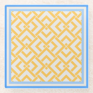 Dessous-de-verre En Verre Impression Art déco dans des couleurs vives jaune