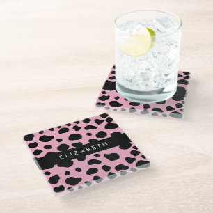 Dessous-de-verre En Verre Impression De Vache, Spots De Vache, Vache Rose, V