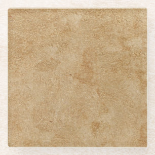 Dessous-de-verre En Verre Impression en cuir Tan Chamois