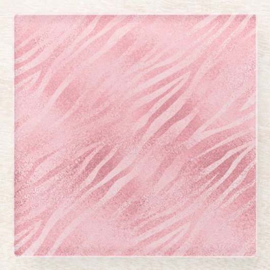 Dessous-de-verre En Verre Impression Glam Pink Zebra (Devant)