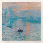 Dessous-de-verre En Verre Impression Sunrise Claude Monet<br><div class="desc">Monet Impressionnism Peinture - Le nom de ce tableau est Impression,  Lever de soleil,  un célèbre tableau de Claude Monet impressionniste français peint en 1872 et montré à l'exposition des impressionnistes à Paris en 1874. Sunrise montre le port du Havre.</div>