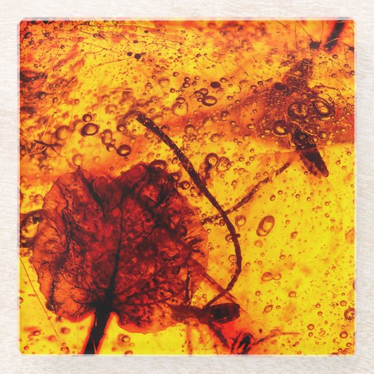 Dessous-de-verre En Verre Inclusions ambres antiques (Devant)