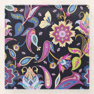 Dessous-de-verre En Verre Inde Paisley Ornement floral sans joint