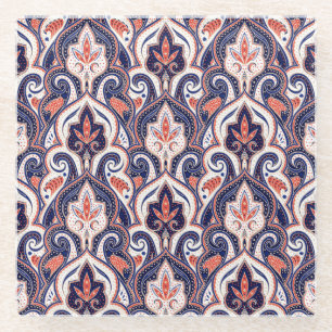 Dessous-de-verre En Verre Indian Paisley : Médaillon Floral Sans Seamless.