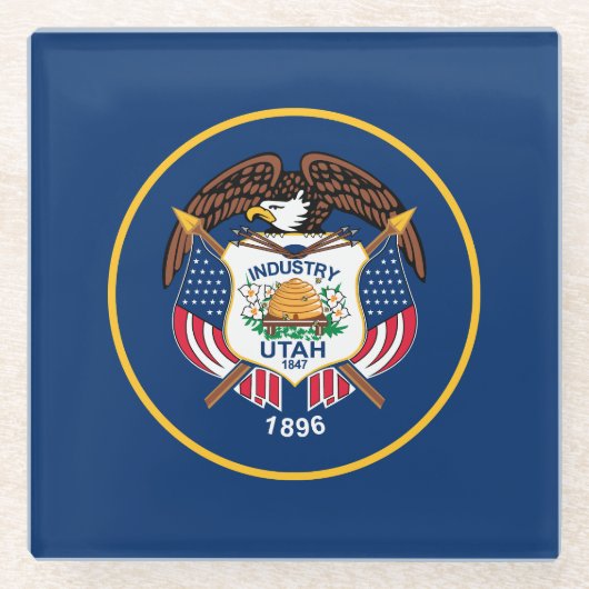 Dessous-de-verre En Verre Indicateur de l'État de l'Utah (Devant)