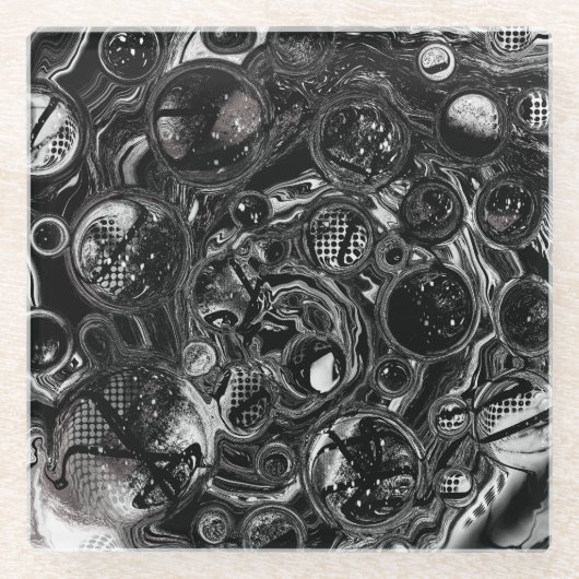 Dessous-de-verre En Verre Infinité noire et blanche (Devant)