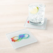Dessous-de-verre En Verre Infinity avec Rainbow Jellyfish (Incliné)