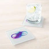Dessous-de-verre En Verre Infinity with purple feather (Incliné)